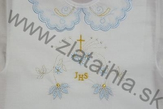 Krstová košieľka 10029 Modrá Vyšívané meno a dátum